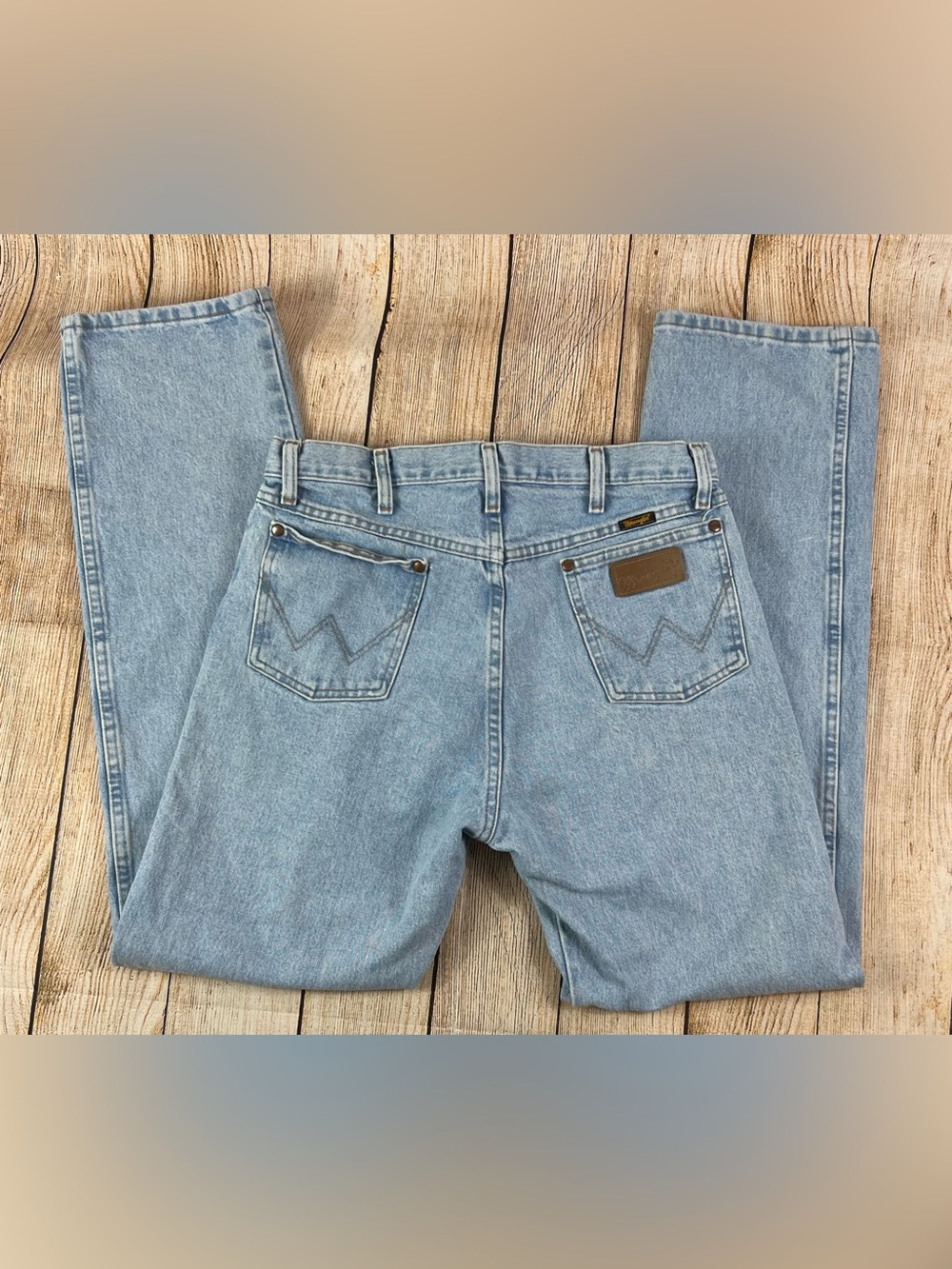 Mens Wrangler Cowboy Cut 13MWZGH Light Wash Straight Leg Denim Blue Jeans 34x34